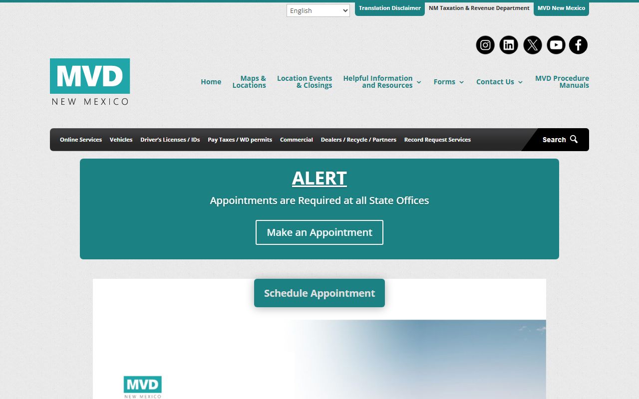 New Mexico Motor Vehicle Division site for Bernalillo County driver records